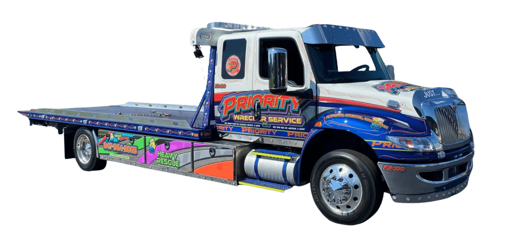 flatbed tow truck, light duty towing, batavia, il, chicago suburbs, priority wrecker service inc